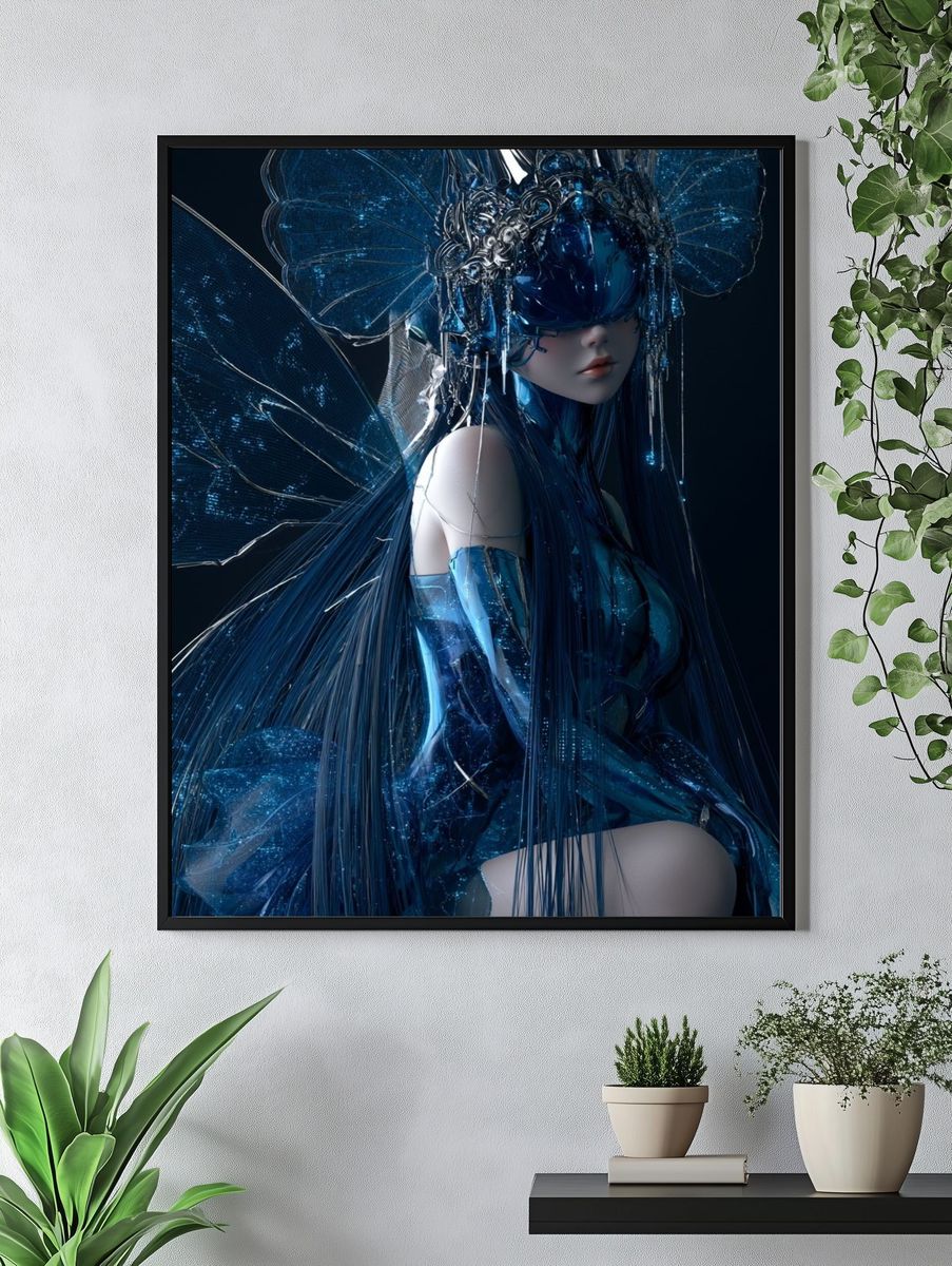 Blue Fairy Digital Art Poster. — room view 4