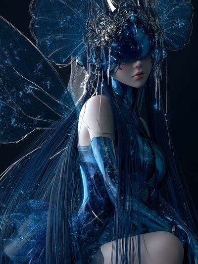 Blue Fairy Digital Art Poster.