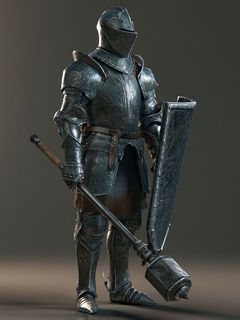 Armored Knight Fantasy Illustration Poster. poster detail