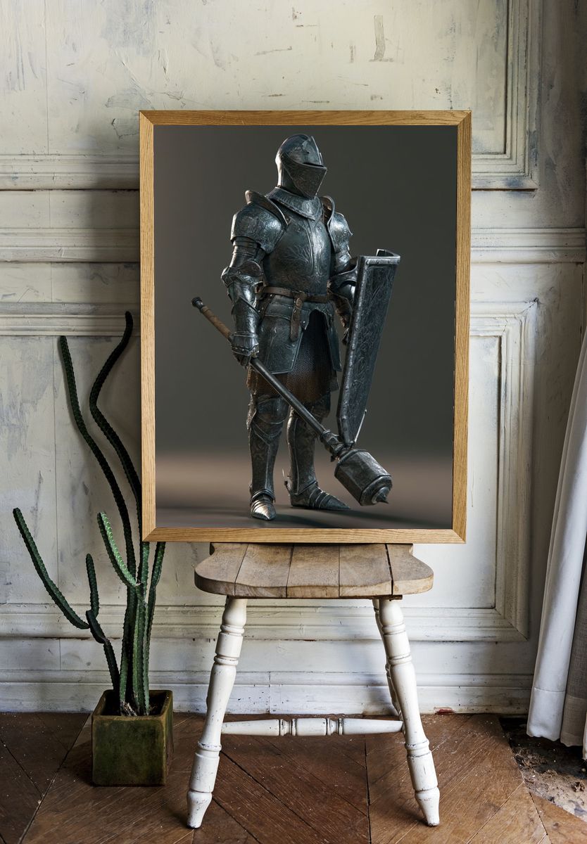 Armored Knight Fantasy Illustration Poster. room preview