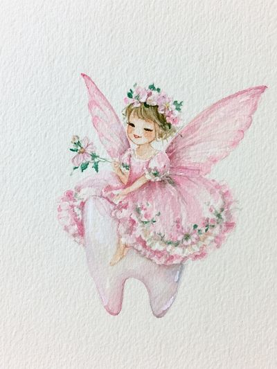 Pink Fairy Watercolor Print.