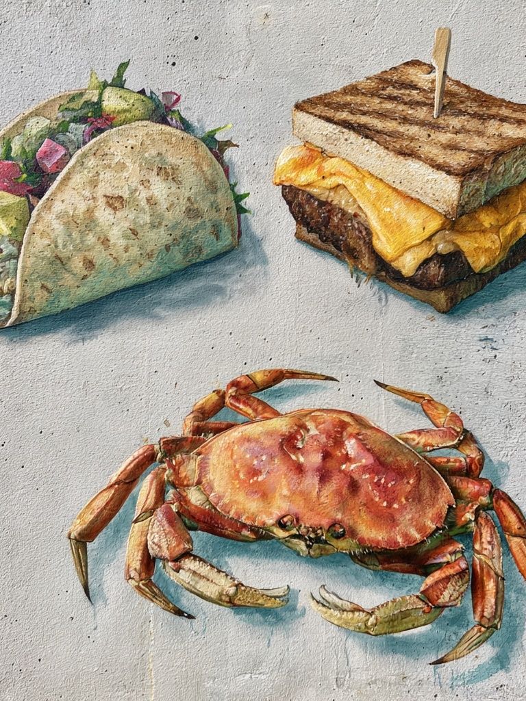 Seafood Watercolor Poster. poster — illustration art