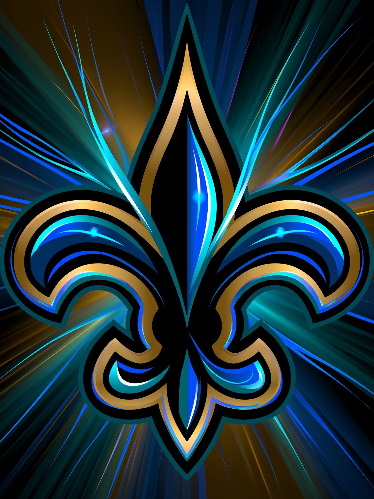 Neon Fleur-de-Lis Abstract Poster. poster detail