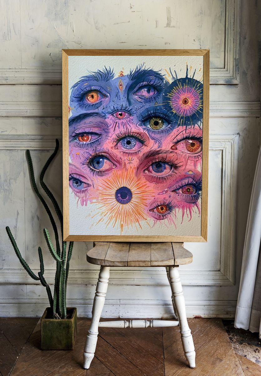 Surreal Eyes Collage Print. room preview