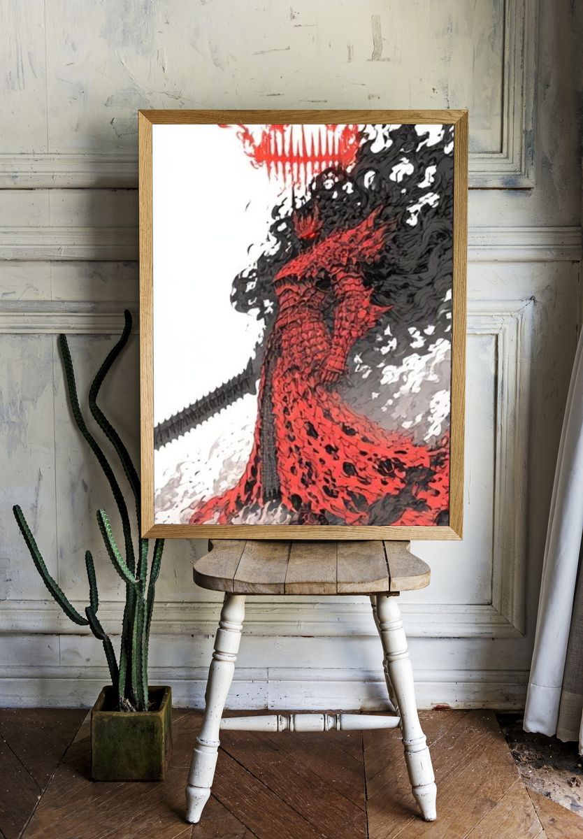 Crimson Inferno Figure Illustration Poster. room preview