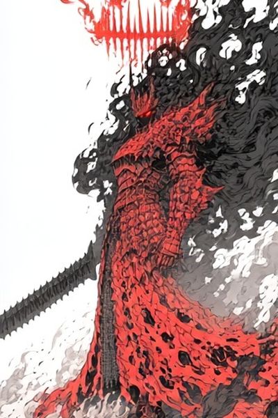 Crimson Inferno Figure Illustration Poster.