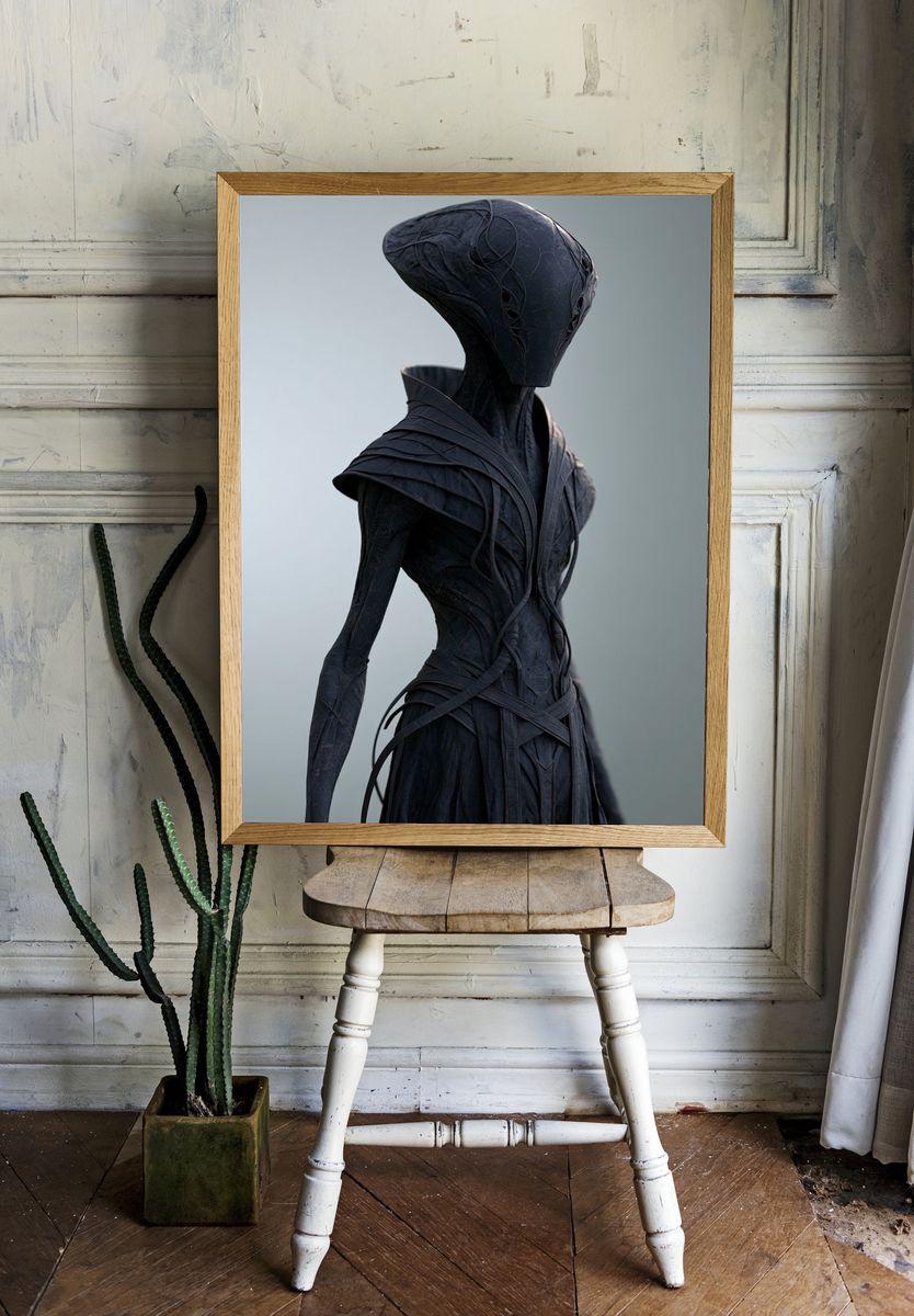 Alien Figure Digital Art Print. room preview