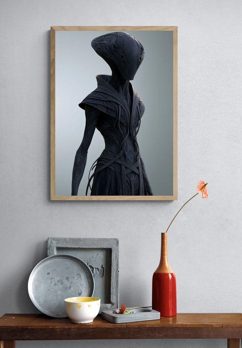 Alien Figure Digital Art Print. — room view 3
