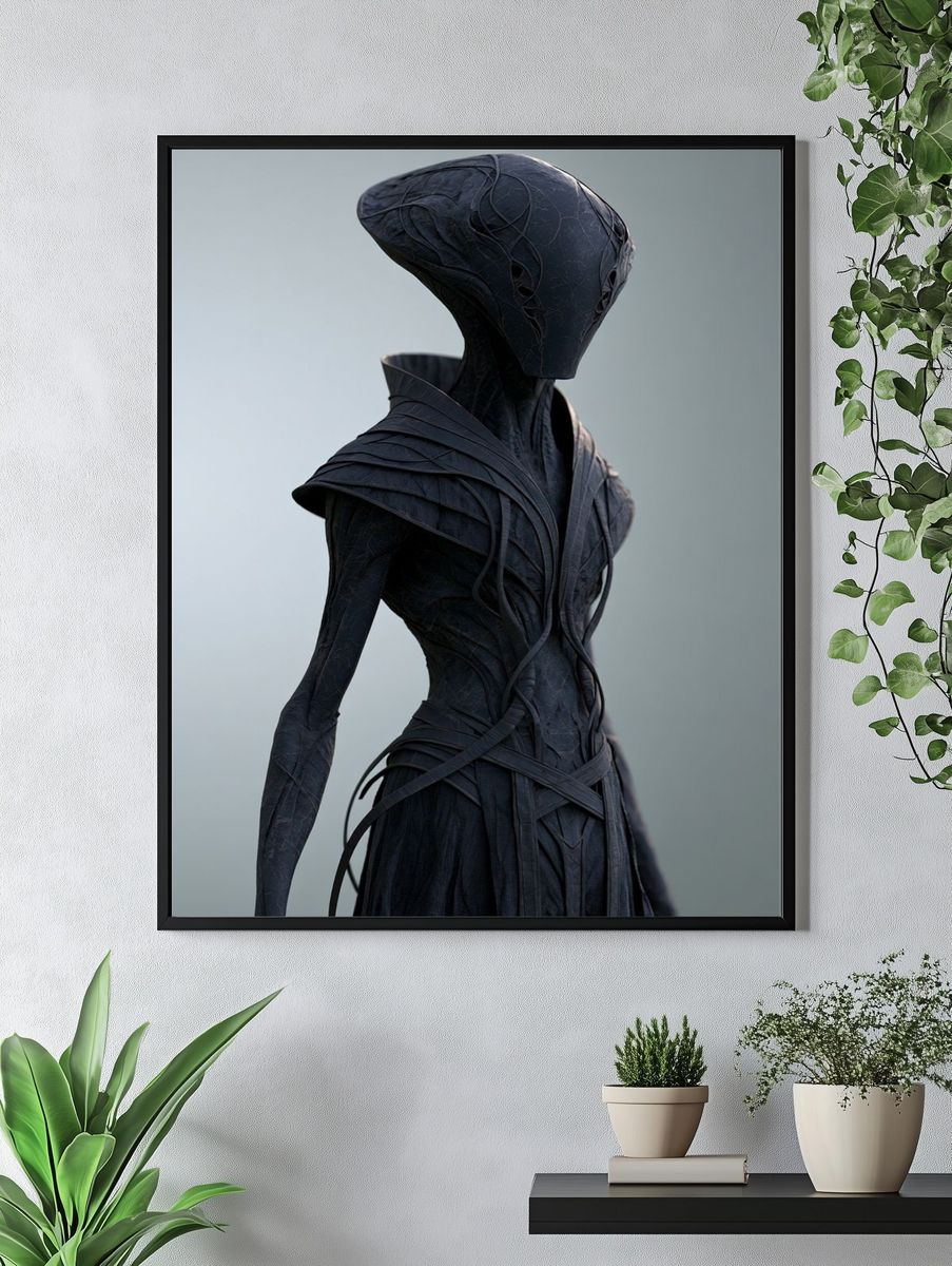 Alien Figure Digital Art Print. — room view 4