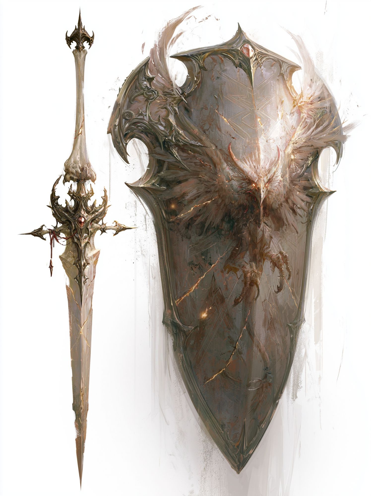 Fantasy Shield and Sword Illustration Poster. poster detail
