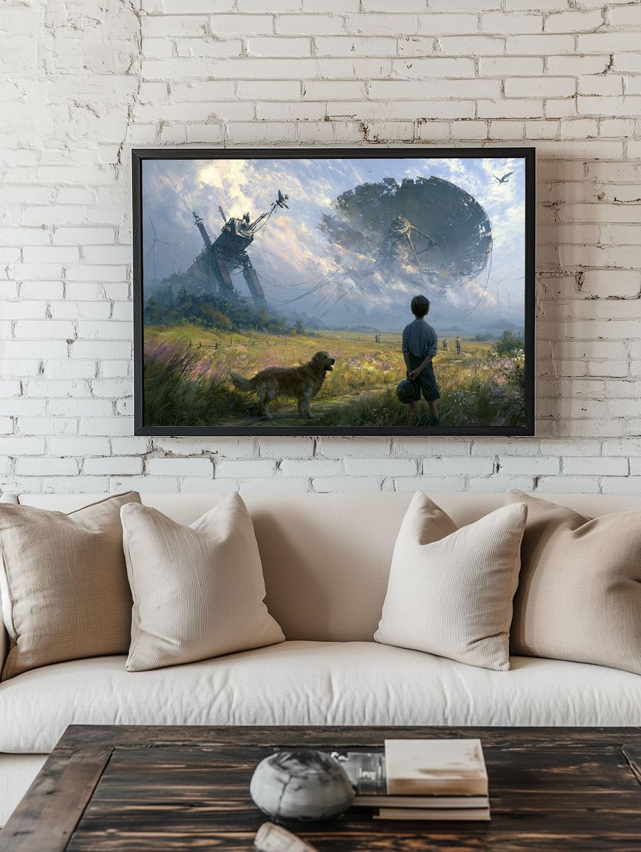 Futuristic Landscape Digital Art Poster. — room view 1