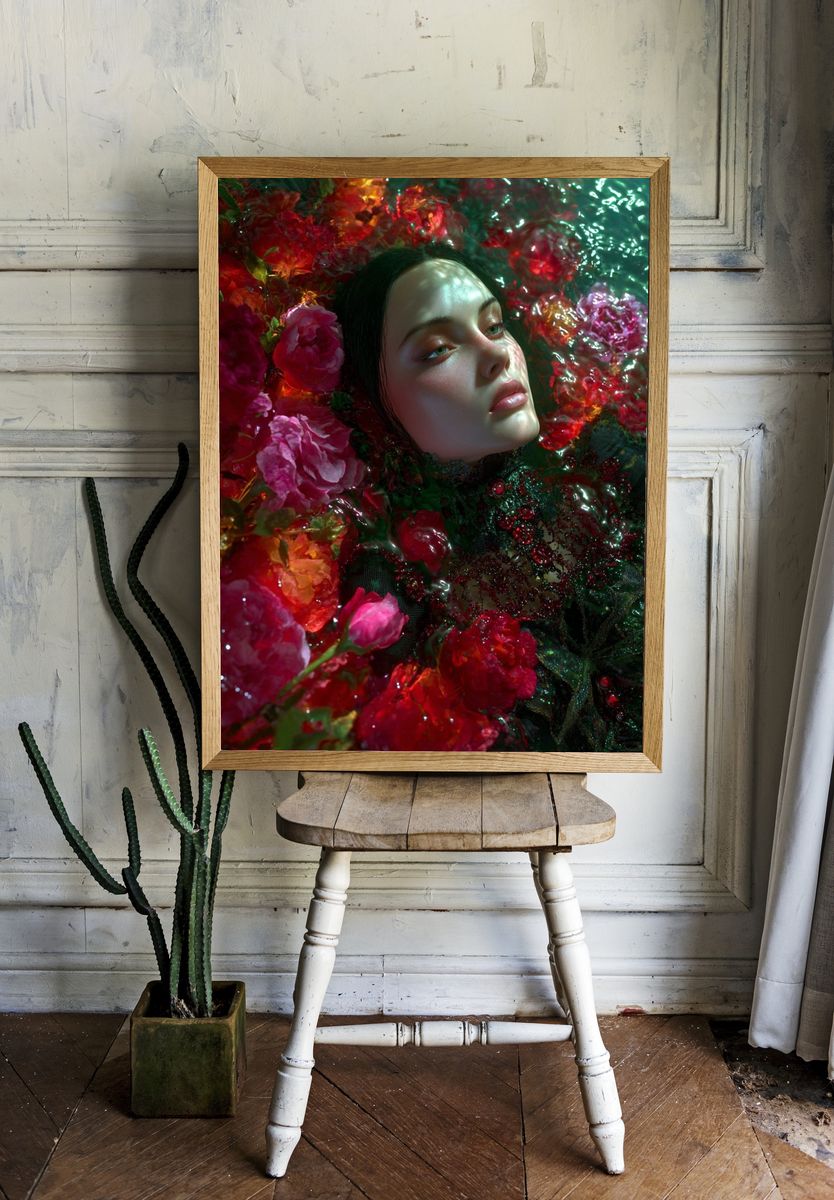 Floral Dream Portrait Print. room preview
