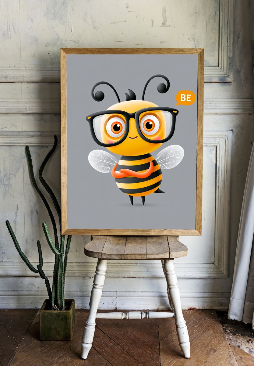 Cute Bee Cartoon Print. room preview