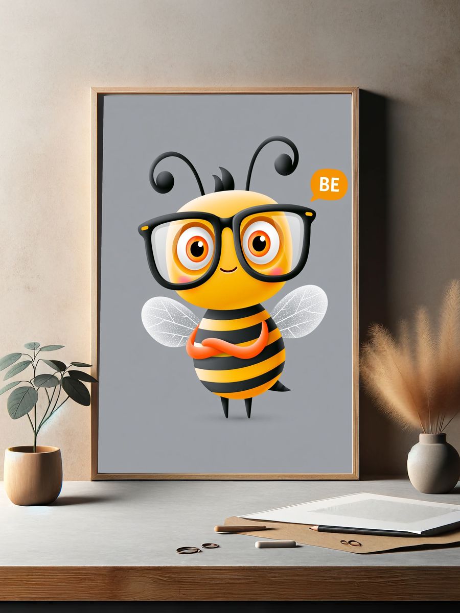 Cute Bee Cartoon Print. — room view 2