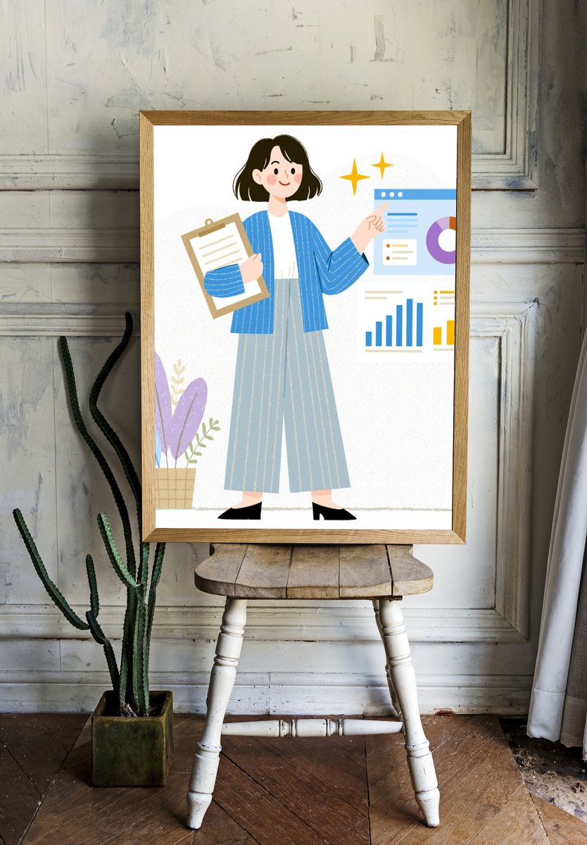 Business Presentation Illustration Poster. — room view 1
