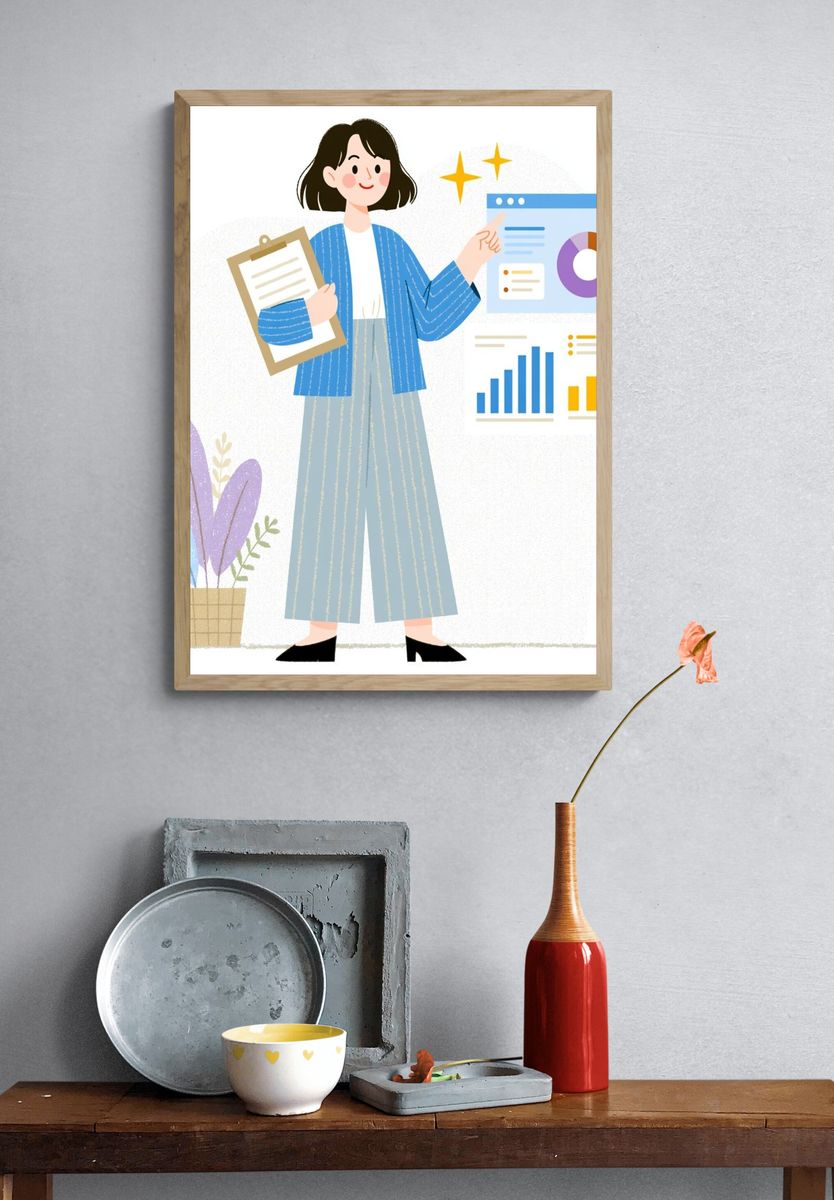 Business Presentation Illustration Poster. — room view 3