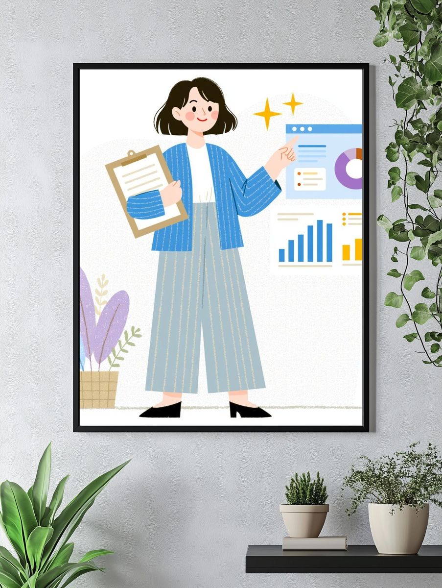 Business Presentation Illustration Poster. — room view 4