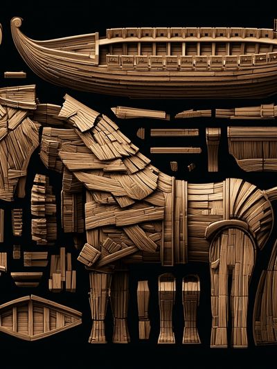 Wooden Horse Assembly Illustration Poster. poster