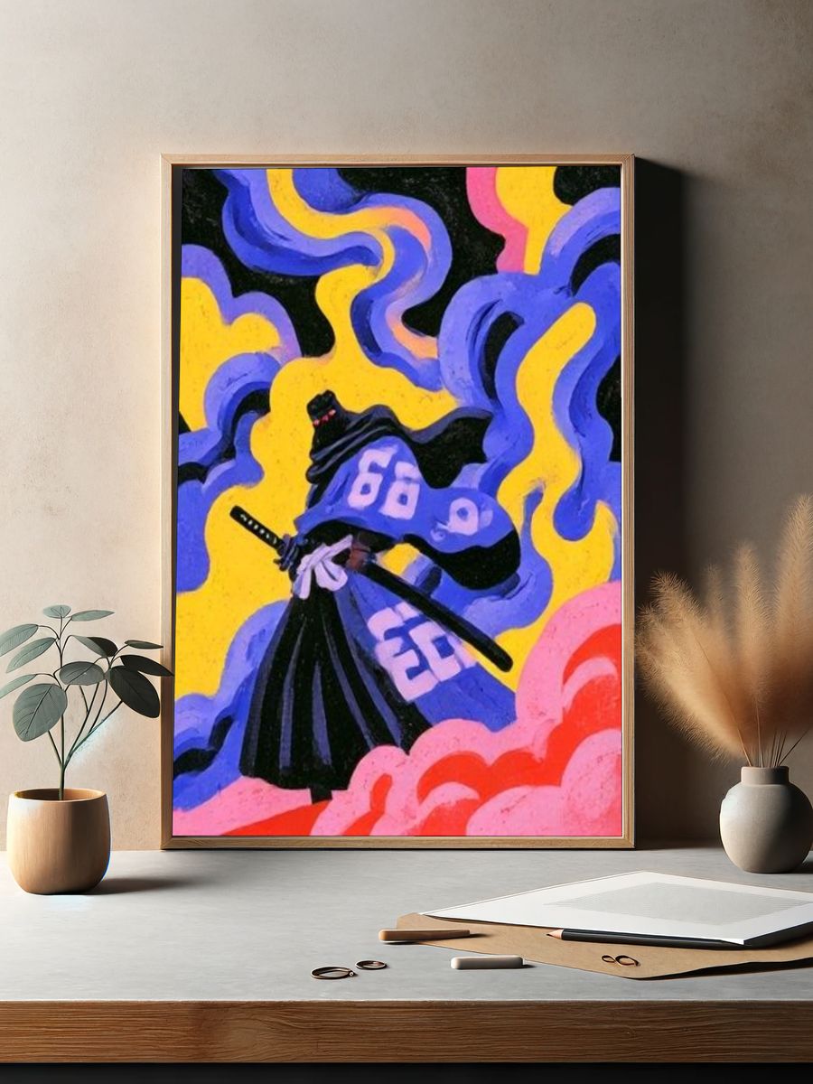 Samurai Warrior Digital Art Poster. — room view 2