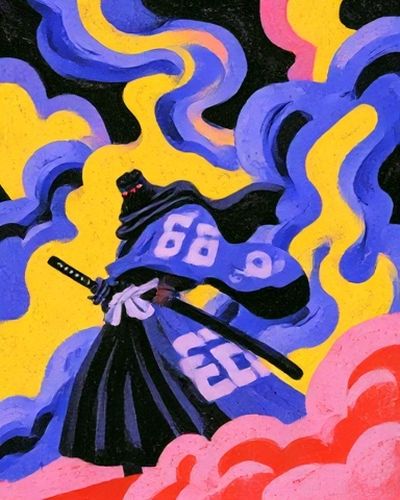 Samurai Warrior Digital Art Poster.