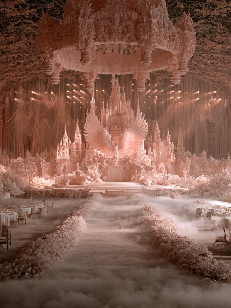 Dreamy Celestial Ballroom Illustration Poster. poster detail