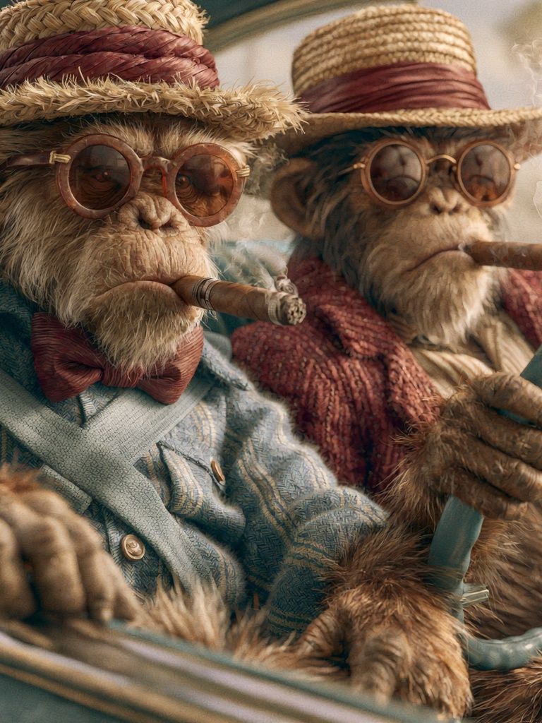 Cigar-Chimp Drivers Illustration Poster. poster detail