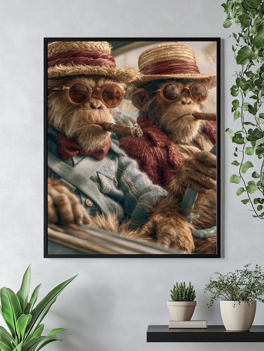 Cigar-Chimp Drivers Illustration Poster. — room view 4