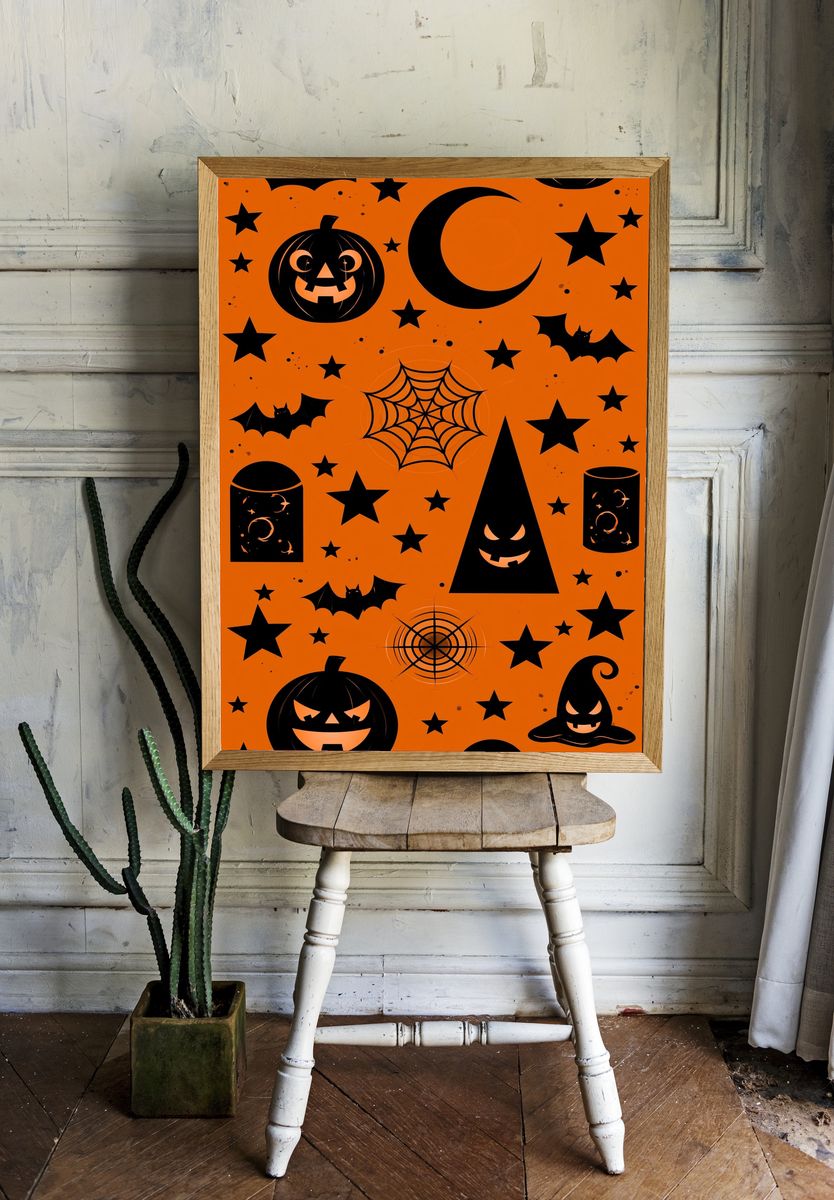 Halloween Icons Typography Print. room preview