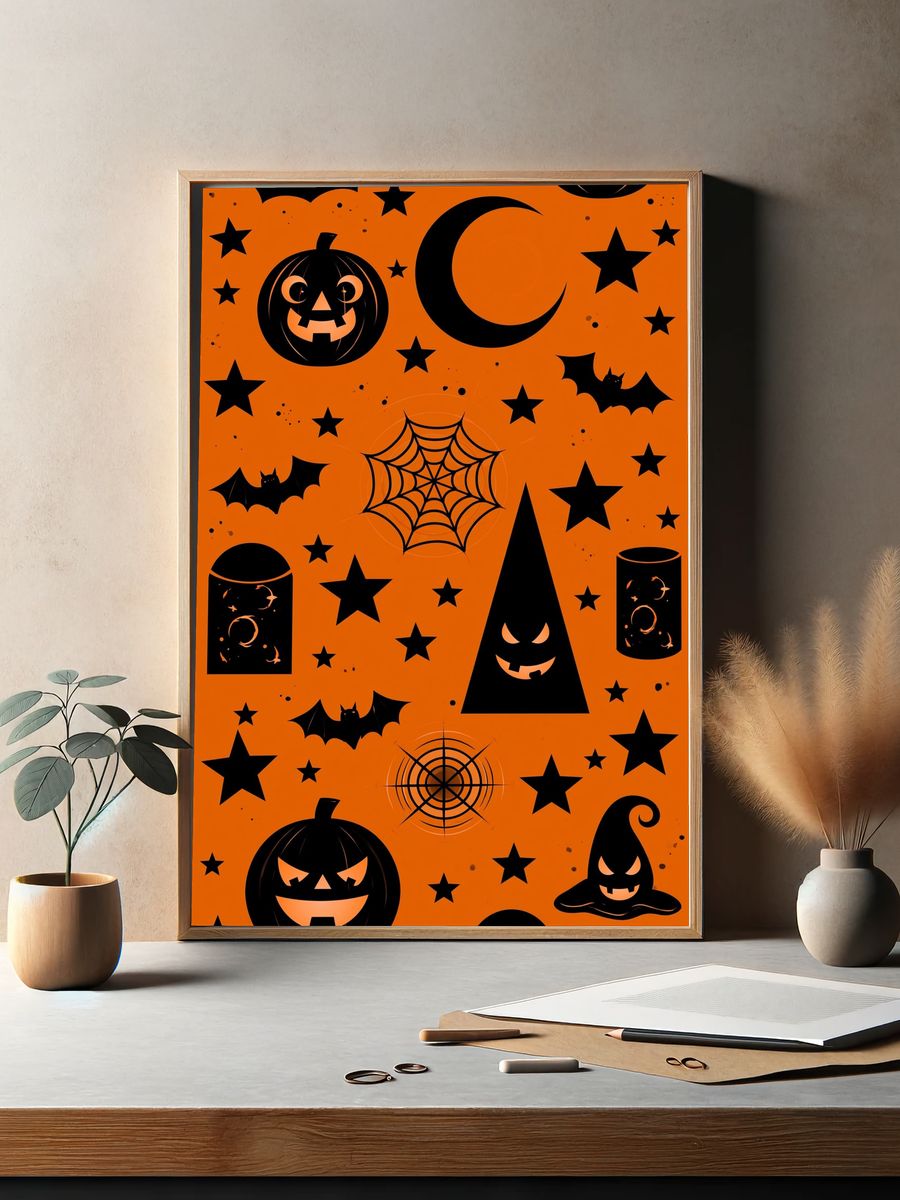 Halloween Icons Typography Print. — room view 2