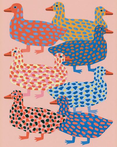 Patterned Ducks Illustration Poster.