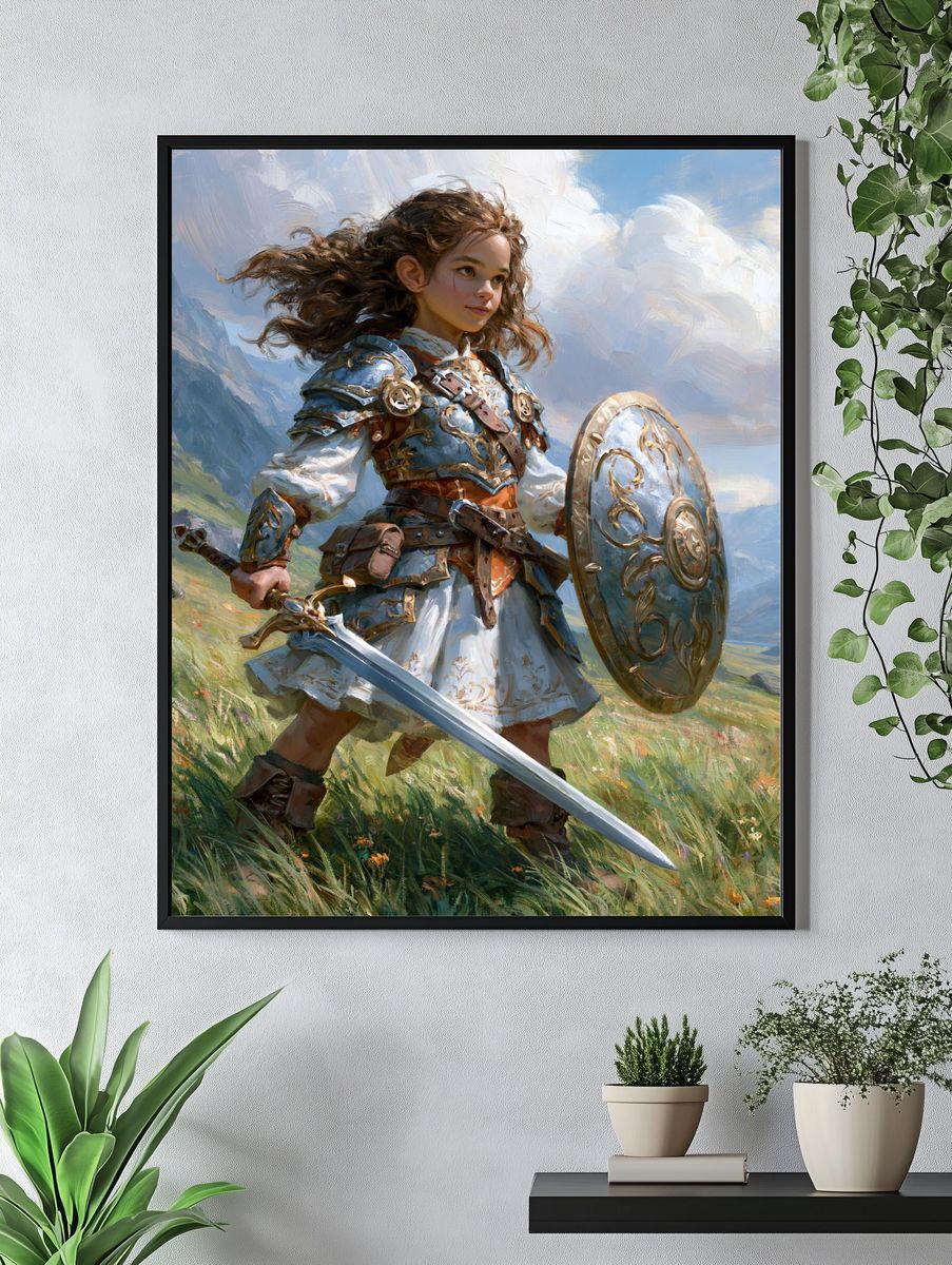 Young Warrior Fantasy Illustration Poster. — room view 4