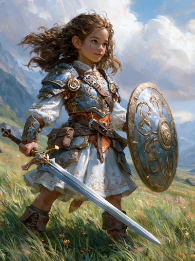 Young Warrior Fantasy Illustration Poster.