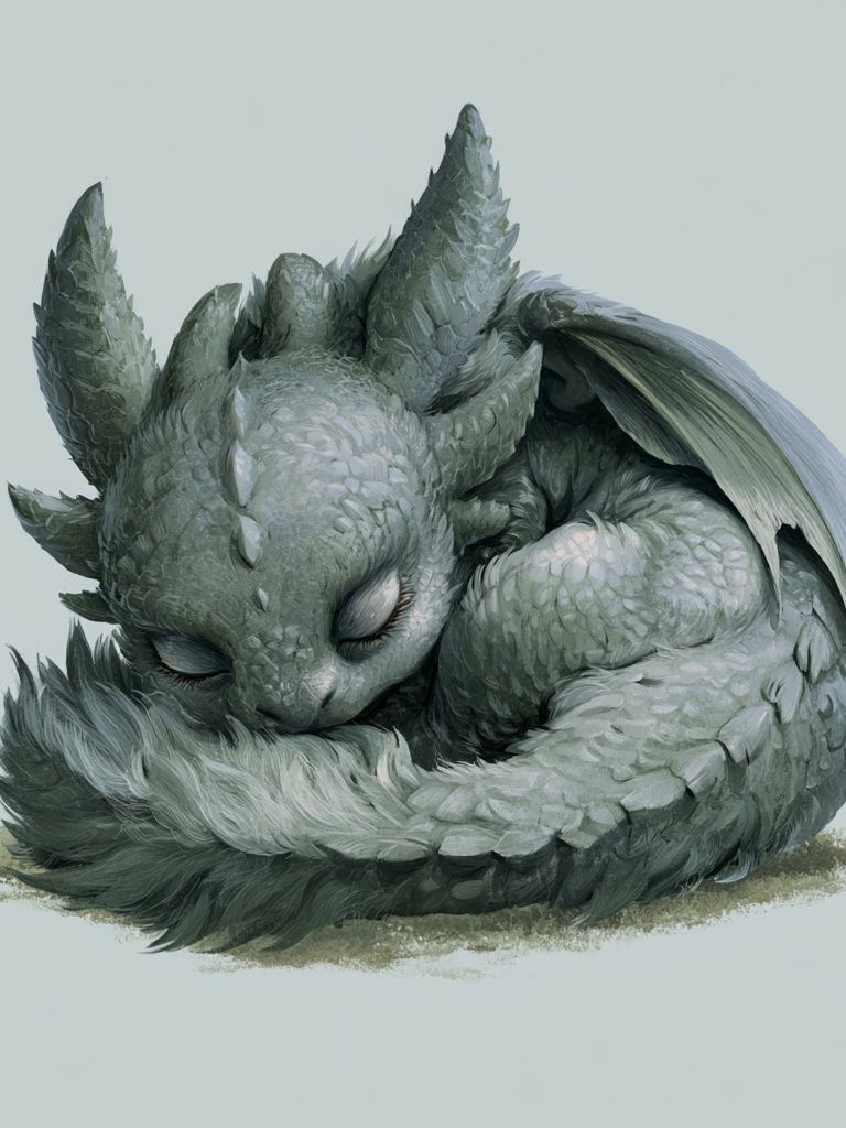 Sleeping Dragon Hatchling Illustration Poster. poster — illustration art