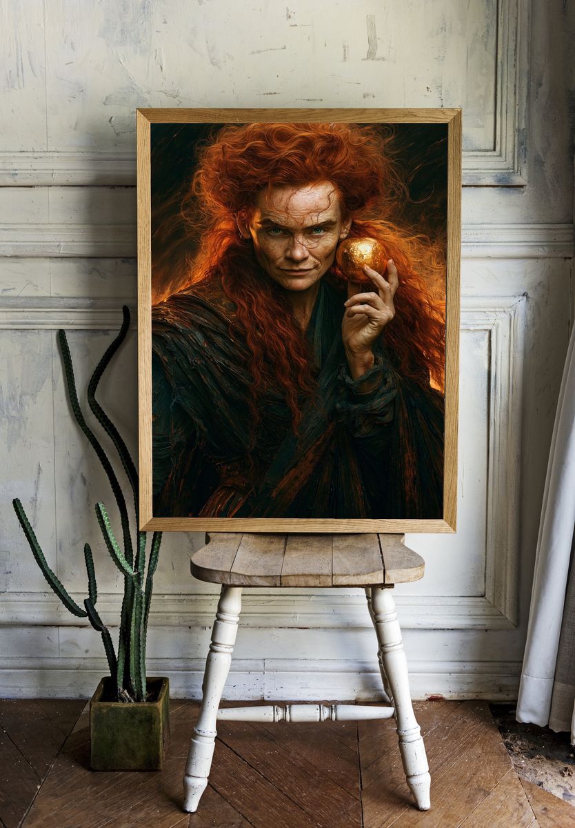 Mystic Red-Haired Portrait Print. room preview