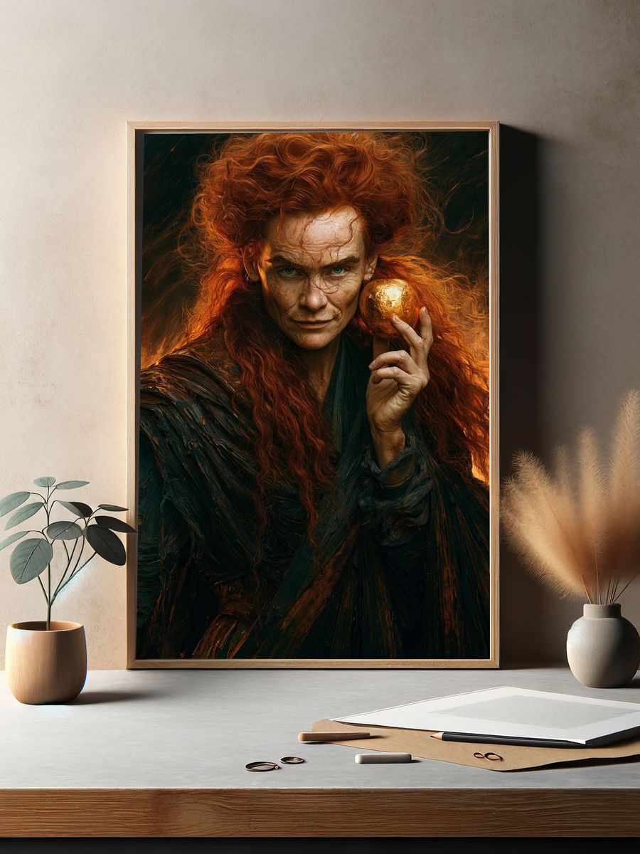 Mystic Red-Haired Portrait Print. — room view 2