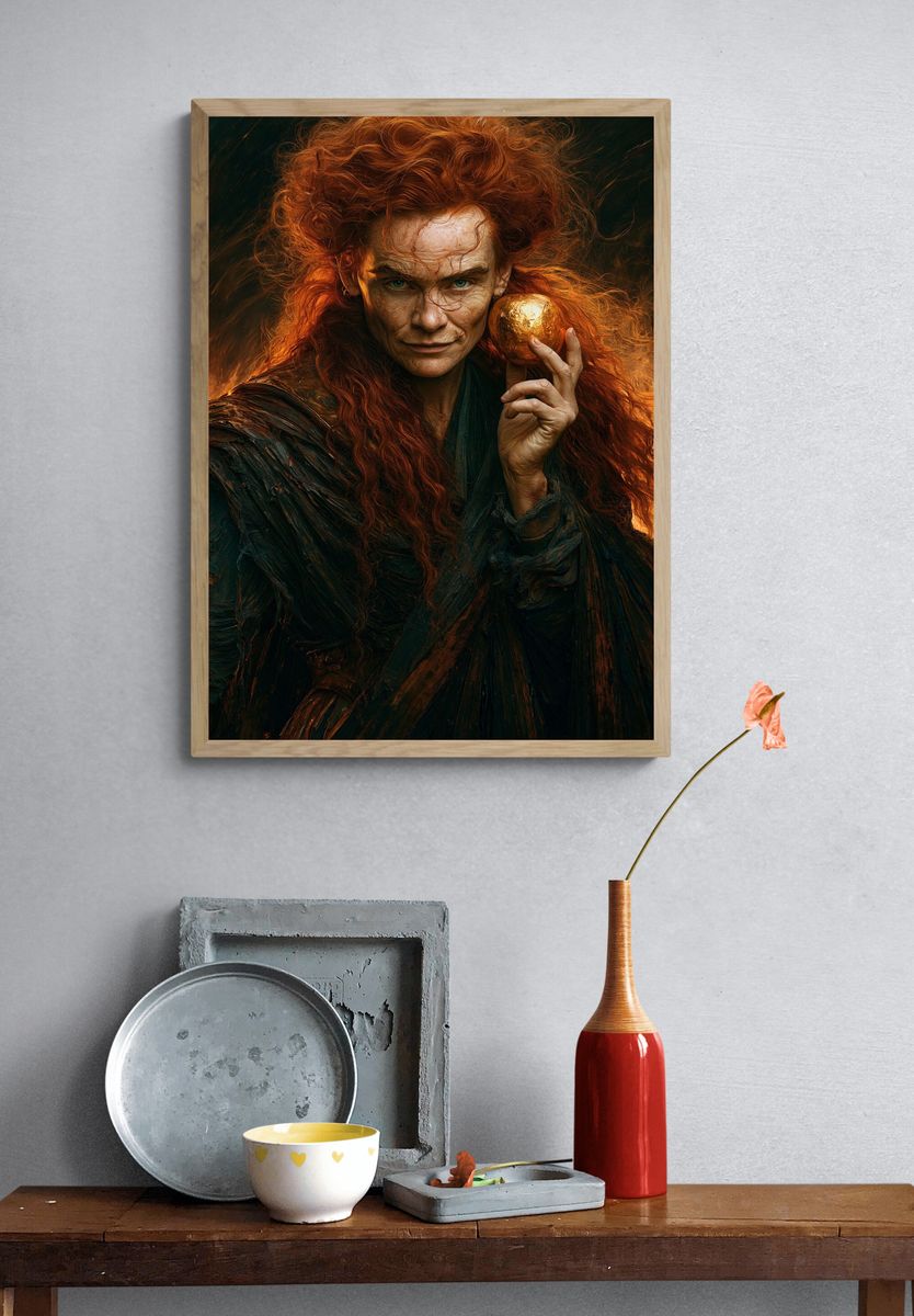 Mystic Red-Haired Portrait Print. — room view 3