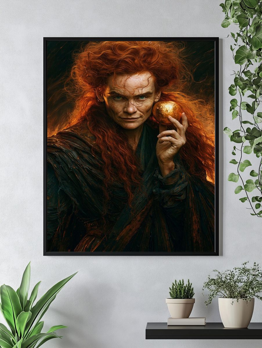 Mystic Red-Haired Portrait Print. — room view 4
