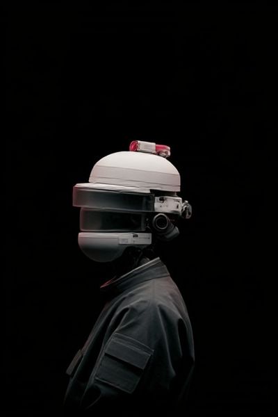 Futuristic Helmet Portrait Print.