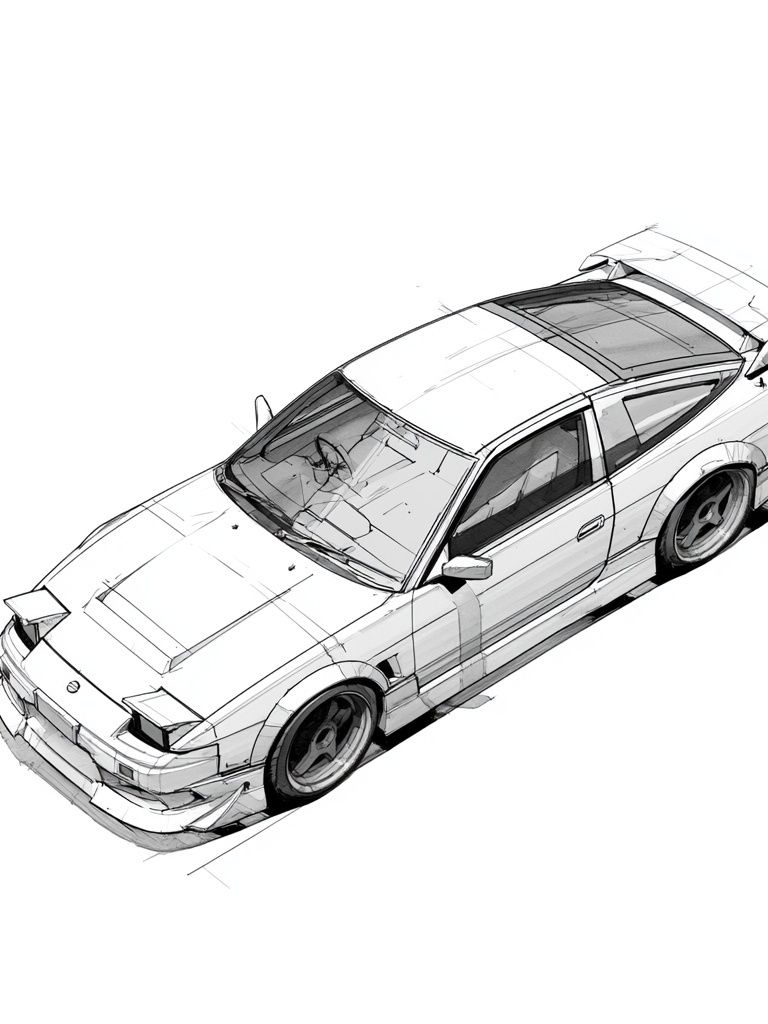 Nissan Silvia Sketch Poster. poster — illustration art