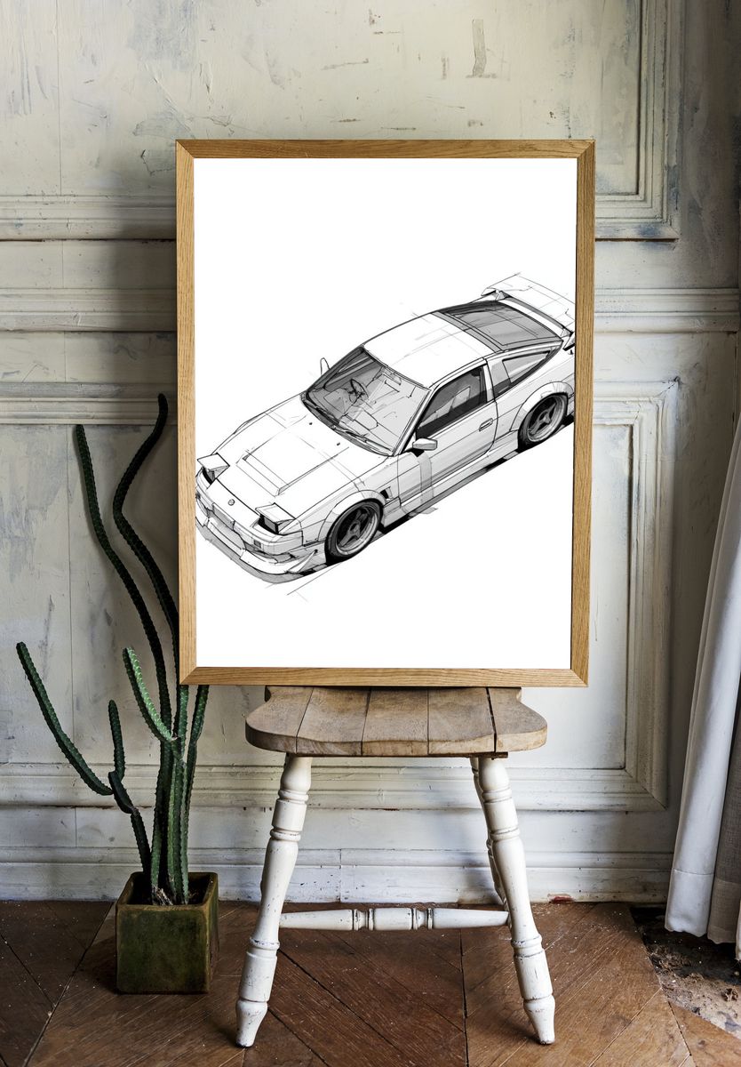 Nissan Silvia Sketch Poster. room preview