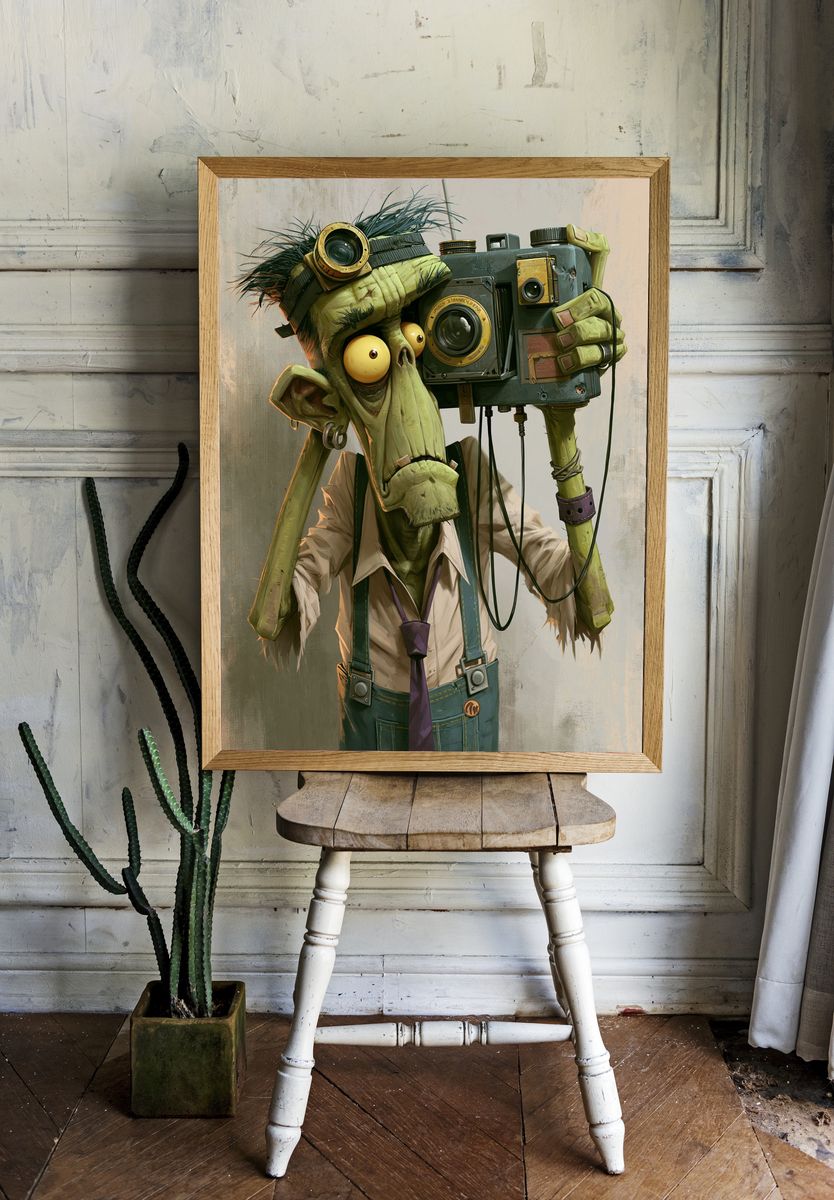 Camera Goblin Digital Art Poster. room preview
