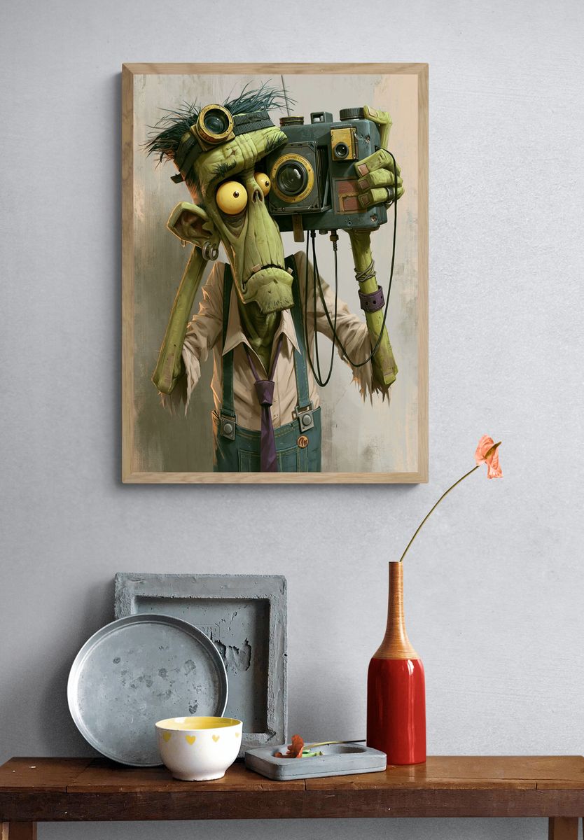 Camera Goblin Digital Art Poster. — room view 3