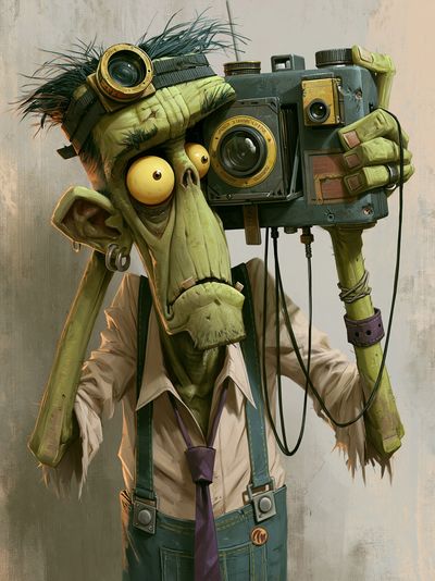 Camera Goblin Digital Art Poster.