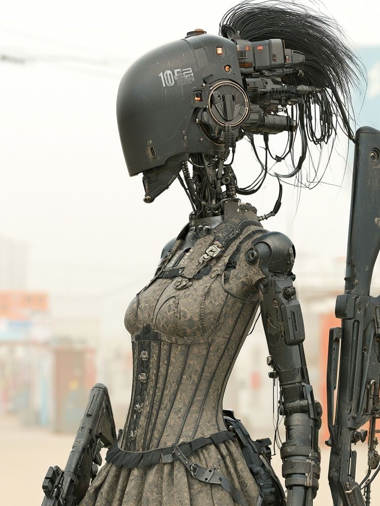 Cyberpunk Soldier Portrait Print. poster — illustration art