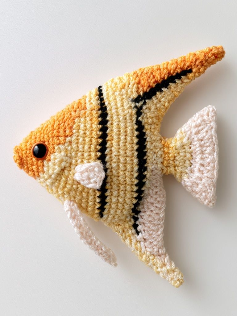 Crocheted Angelfish Illustration Poster. poster detail