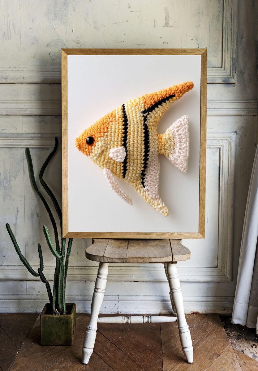 Crocheted Angelfish Illustration Poster. room preview