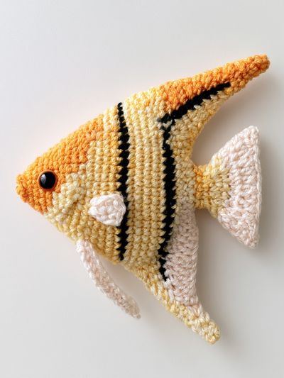 Crocheted Angelfish Illustration Poster. poster