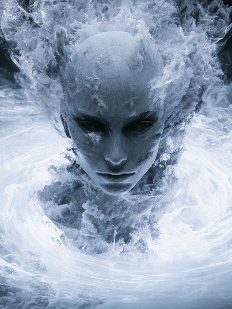 Ethereal Ice Face Illustration Poster. poster detail