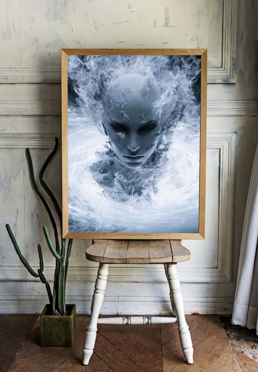 Ethereal Ice Face Illustration Poster. — room view 1