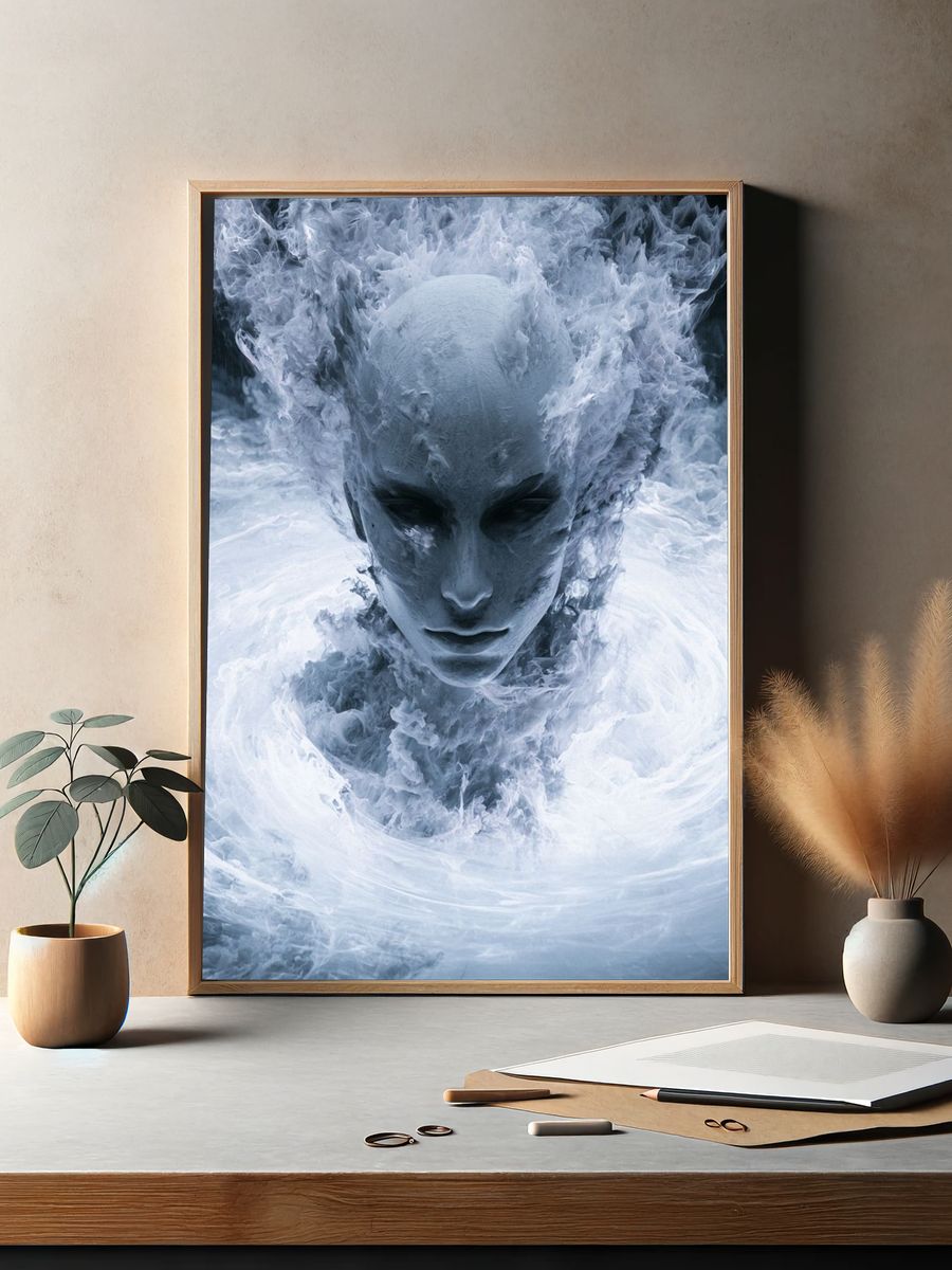 Ethereal Ice Face Illustration Poster. — room view 2